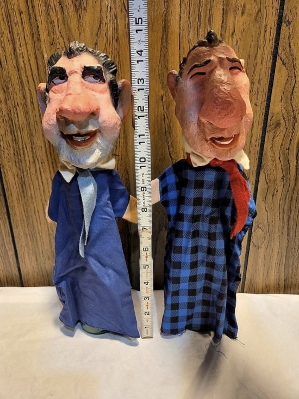 Vintage Political Hand Puppets Richard Nixon & Spiro Agnew 70s W Newspaper